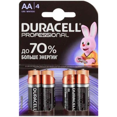 Лот: 11152361. Фото: 1. Duracell Professional AA LR6 4шт. Батарейки, аккумуляторы, элементы питания