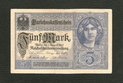 Лот: 9768927. Фото: 1. 5 марок 1917 года. Германия. Хорошая... Германия и Австрия