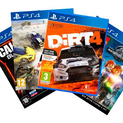 Лот: 10882094. Фото: 1. 4 игры (PS4) Dirt4, Lego Мир Юрского... Игры для консолей