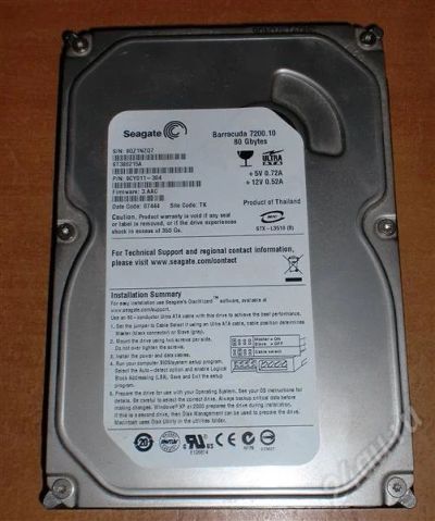 Лот: 363740. Фото: 1. Винт seagate barracuda 7200 80ГБ. Жёсткие диски (HDD)