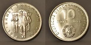 Лот: 6670555. Фото: 1. ГДР.10 марок 1986 г.Эрнст Тельман... Германия и Австрия
