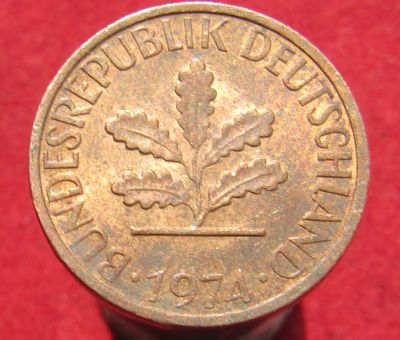 Лот: 16191668. Фото: 1. Германия 1 пфенниг, 1974г. Германия и Австрия
