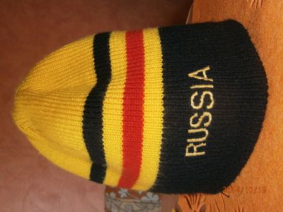 Лот: 4915517. Фото: 1. Шапочка с логотипом "Россия" двойная. Головные уборы