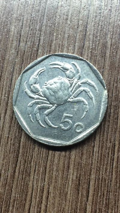 Лот: 20024419. Фото: 1. Монета Мальта 5 центов 1991 краб. Европа