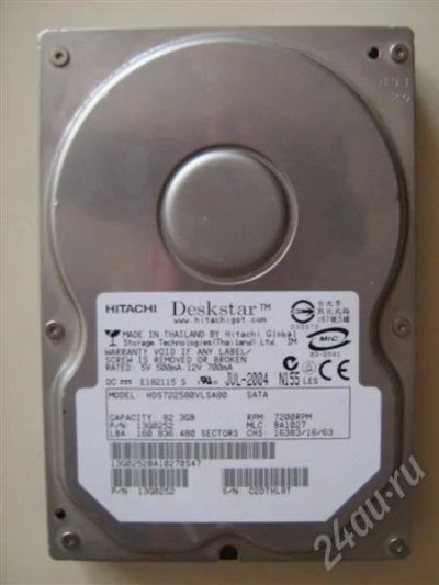 Лот: 688010. Фото: 1. SATA HITACHI Deskstar 7200. Жёсткие диски (HDD)