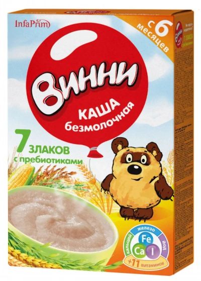 Лот: 6079581. Фото: 1. Каша "Винни" б/м 7 злаков. Детское питание