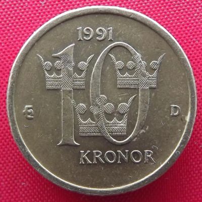 Лот: 2835067. Фото: 1. (№2630/LF) 10 крон 1991 (Швеция... Европа