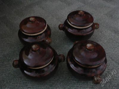 Лот: 726116. Фото: 1. Глинянные горшочки 4 шт. Другое (посуда, кухонная утварь)