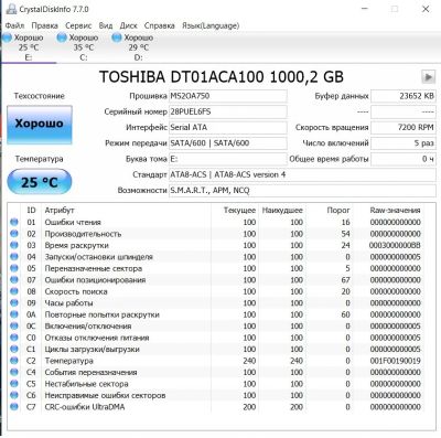 Лот: 17381779. Фото: 1. Toshiba DT01ACA100 2018. Жёсткие диски (HDD)
