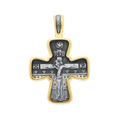 Лот: 23835999. Фото: 1. Серебряный крест с позолотой и... Другое (ювелирные изделия, бижутерия, часы)