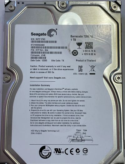 Лот: 20206287. Фото: 1. Жесткий диск 1Tb Seagate ST31000524AS. Жёсткие диски (HDD)