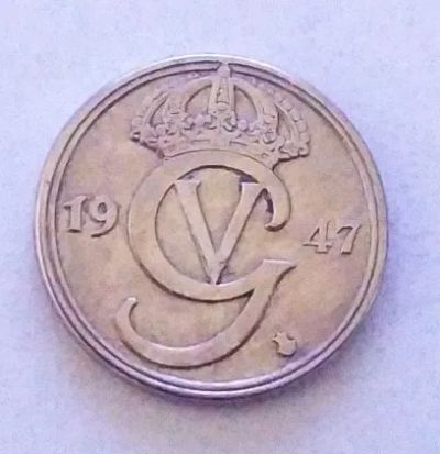 Лот: 25193049. Фото: 1. Швеция 10 эре 1947 Густав V последний... Европа