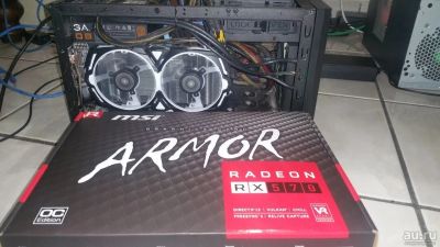 Лот: 10080358. Фото: 1. MSI RX570 ARMOR 4G видеокарта... Видеокарты