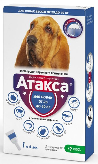 Лот: 23522330. Фото: 1. Атакса капли для собак весом 25-40... Косметика для животных