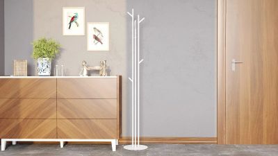 Лот: 23735671. Фото: 1. Вешалка напольная Wood, цвет белый. Вешалки для одежды