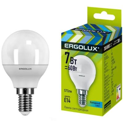 Лот: 24441281. Фото: 1. Светодиодная лампа Ergolux LED-G45-7W-E14-4K. Лампочки