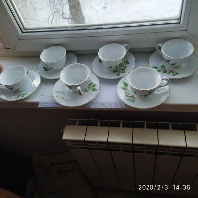 Лот: 15430663. Фото: 1. чайный сервиз 12 предметов,фарфор. Сервизы, наборы посуды