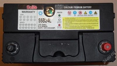 Лот: 1380374. Фото: 1. Аккумулятор SOLITE 55B24L (узкие... Электрооборудование
