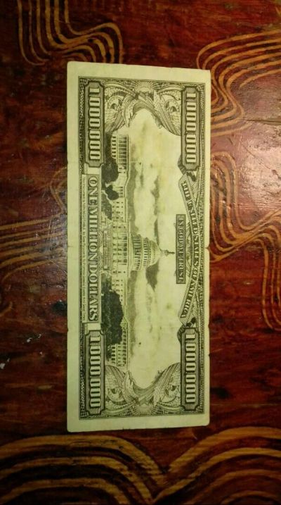 Лот: 12725740. Фото: 1. Банкнота США 1000000$ оригинал. Америка