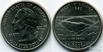 Лот: 9123126. Фото: 1. США 25 центов (квотер).west virginia... Америка