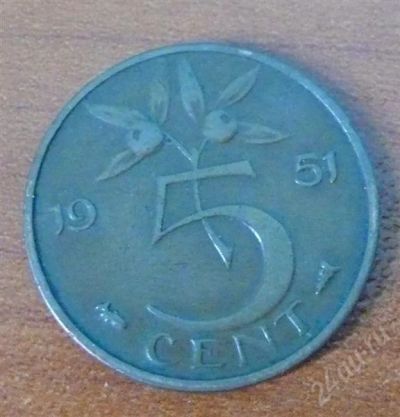 Лот: 530229. Фото: 1. монета 1951г. Нидерланды. Европа