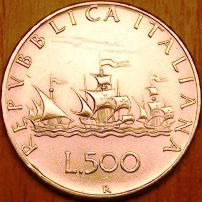 Лот: 17824182. Фото: 1. 500 лир 1964г. Корабли Колумба... Европа