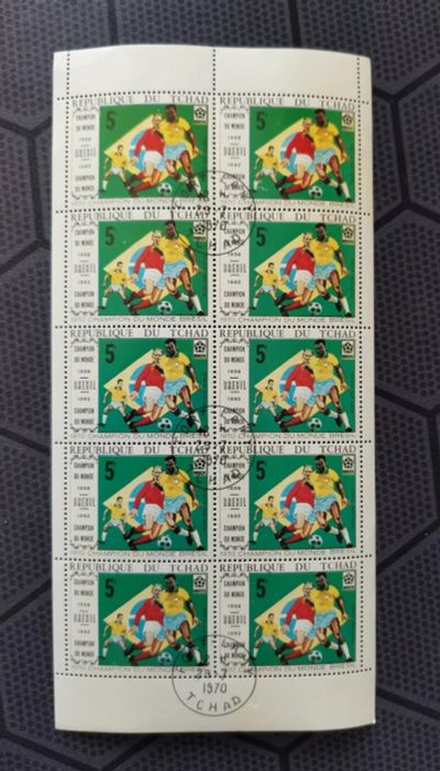 Лот: 21506387. Фото: 1. Марки. Чад. 1970. Футбол (ПБ гашеный... Марки