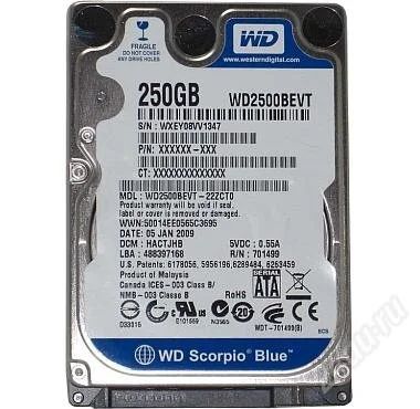 Лот: 1628087. Фото: 1. Жесткий диск 2.5" SATA-II 250Gb... Жёсткие диски (HDD)