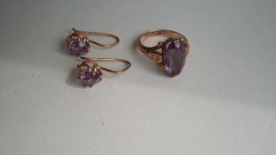 Лот: 7495661. Фото: 1. комплект сережки + кольцо с александритом. Комплекты изделий