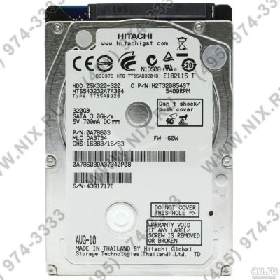 Лот: 7370869. Фото: 1. HDD Hitachi z5k320-320 320GB 2... Жёсткие диски (HDD)