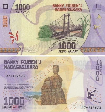 Лот: 25120070. Фото: 1. Мадагаскар 1000 ариари 2017 года... Африка