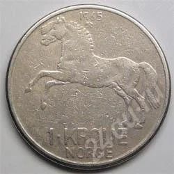 Лот: 358848. Фото: 1. Норвегия. 1 крона 1965г. Лошадь... Европа