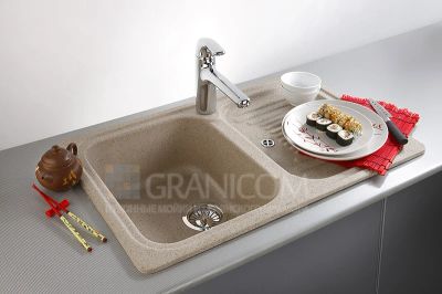 Лот: 4202395. Фото: 1. Кухонная мойка из мрамора "Granicom... Мойки кухонные