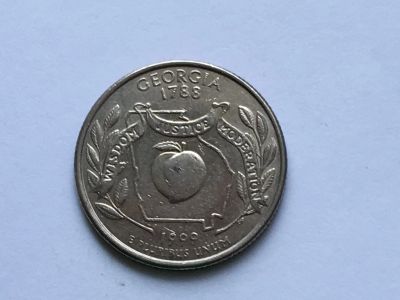 Лот: 12743789. Фото: 1. США, 25 центов. 1999 год. Джорджия... Америка