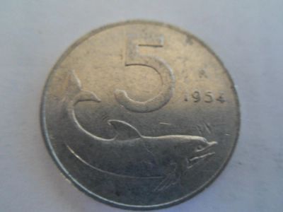 Лот: 5354578. Фото: 1. Италия 5 лир, 1954. Европа