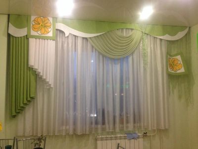 Лот: 5323701. Фото: 1. Шторы для кухни зеленые. Шторы, тюль