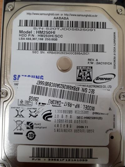 Лот: 14997599. Фото: 1. Жёсткий диск HDD 250Gb SATA-II... Жёсткие диски (HDD)