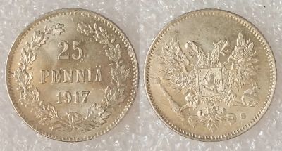 Лот: 25109826. Фото: 1. 25 пенни [pennia] 1917 S без короны... Россия и СССР 1917-1991 года