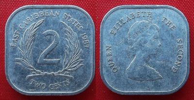 Лот: 2688023. Фото: 1. (№2445-2/LF) 2 цента 1987 (Восточно-Карибские... Америка