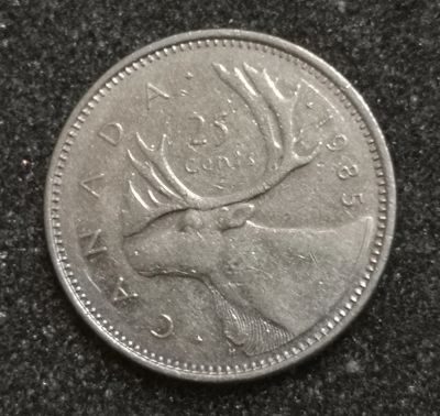 Лот: 24566418. Фото: 1. 25 центов 1985 года. Канада. Америка