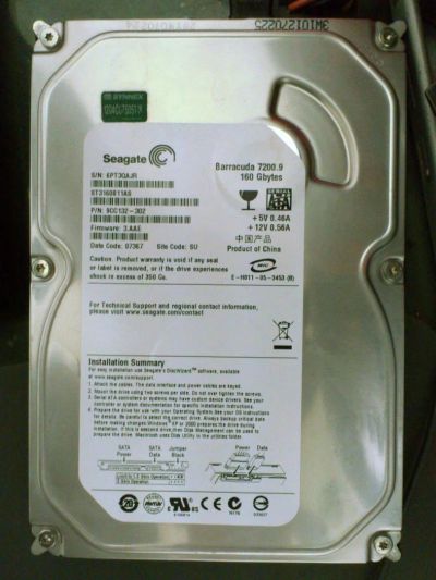 Лот: 4874822. Фото: 1. Seagate 160Gb Sata-II 3.5". Жёсткие диски (HDD)