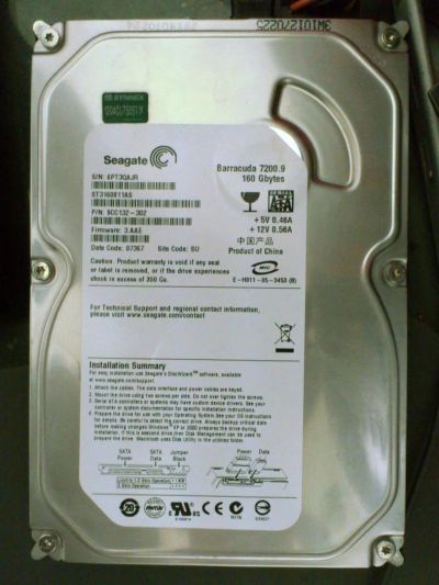 Лот: 4874822. Фото: 1. Seagate 160Gb Sata-II 3.5". Жёсткие диски