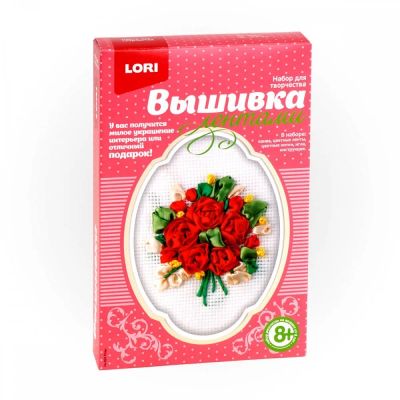 Лот: 16273411. Фото: 1. Вышивка лентами "Розы". Арт. Лн-024. Вышивание