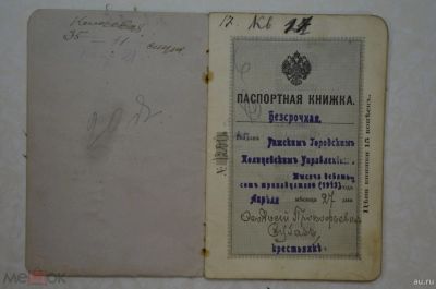 Лот: 16222372. Фото: 1. Паспортная книжка. 1913 г. Другое (коллекционирование, моделизм)