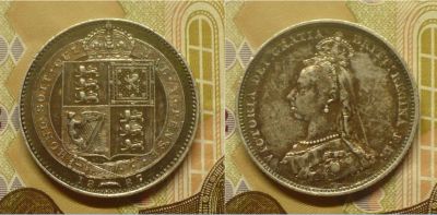 Лот: 18796532. Фото: 1. 1 шиллинг 1887 г Великобритания. Великобритания и острова