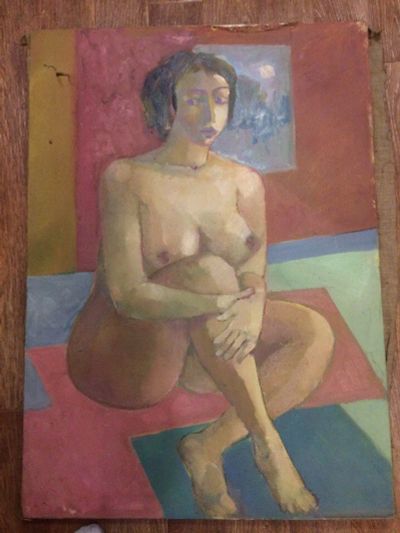 Лот: 11023812. Фото: 1. Картина "Сидящая женщина". Картины, гравюры