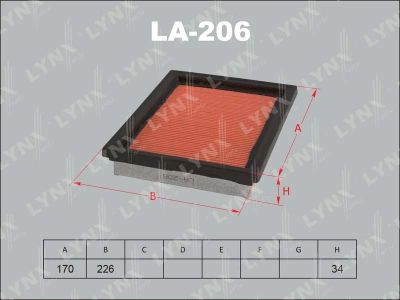 Лот: 13357181. Фото: 1. Lynx LA-206 Воздушный фильтр. Расходные материалы