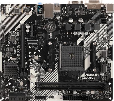 Лот: 18823789. Фото: 1. Материнская плата ASRock A320M-DVS... Материнские платы