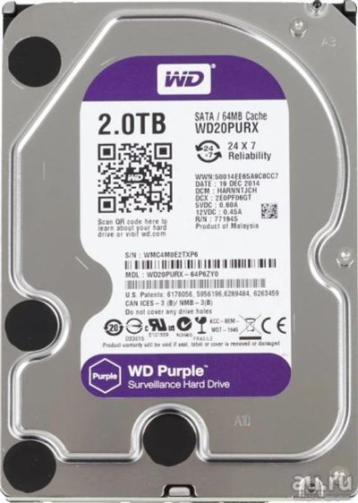 Лот: 8773992. Фото: 1. HDD WD 2.0 Tb (WD20PURX/64Mb). Жёсткие диски