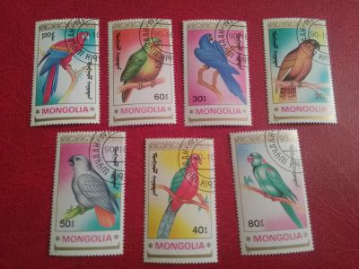 Лот: 20130867. Фото: 1. 1986 г, Монголия фауна попугаи... Марки